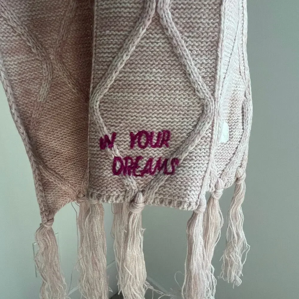 NWOT Urban Outfitters Bella Embroidered In Your Dreams Scarf Pale Pink UO